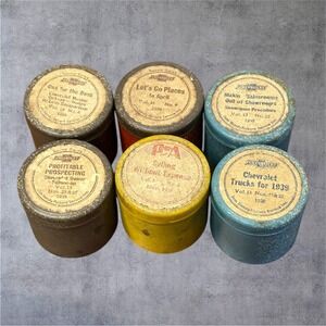 6 Vintage Chevrolet Filmstrips with Canisters 1938-1939 Multi Jam Handy